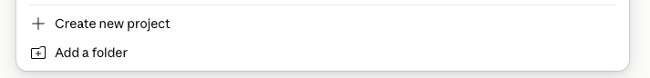 The menu that opens when you click Project, with Add a folder as the second option.
